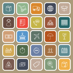 Logistics line flat icons on brown background