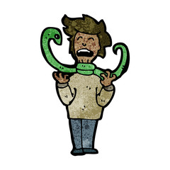 cartoon hissing snake strangling man