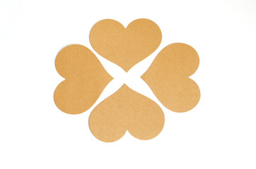 Group of brown heart tag, made from recycle paper