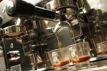 Espresso being prepared from coffee machine