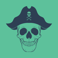 Pirate head symbols with skull and crossed bones
