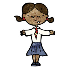 Obraz premium cartoon schoolgirl