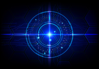abstract tech circles with circuit background design with light