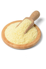 raw corn flour on white, tilt shift lens