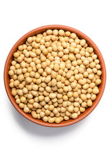 soybean in the bowl on white, tilt shift lens