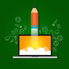 Obraz premium idea startup technology launching take off pencil