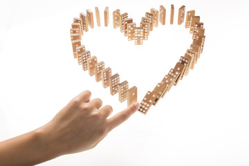 Heart Shaped Domino Rally Falling
