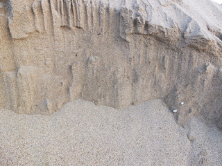 Fototapeta premium Closeup of sand pile for construction on a white texture backgro