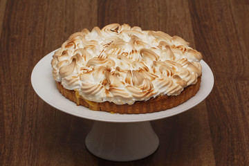 Lemon Meringue Pie on Serving Dish