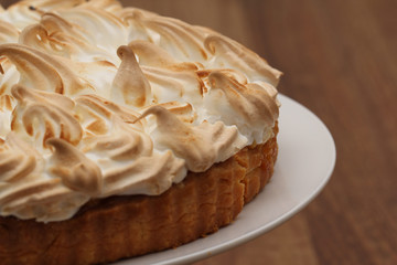 Lemon meringue pie close up