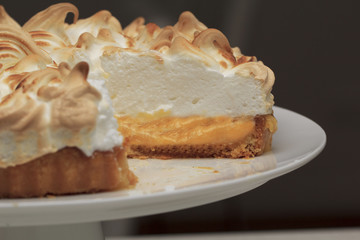 Lemon meringue pie close up