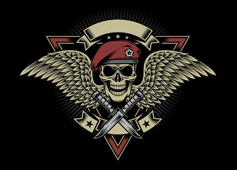 Military Skull with Wings and Daggers