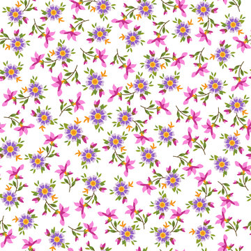 colorful vector flowers seamless pattern