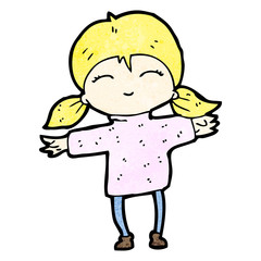 cartoon happy blond girl