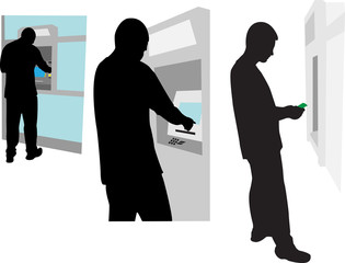 person at the ATM vector silhouette