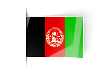 Square label with flag of afghanistan