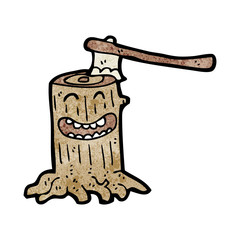 cartoon tree stump with axe