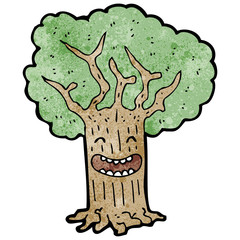 happy cartoon tree