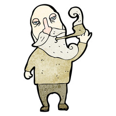 cartoon old man smoking pipe
