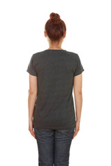 female with blank t-shirt (back side)