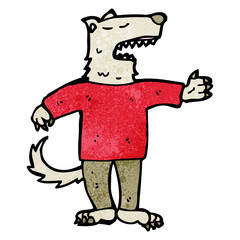 cartoon wolf in human clothing