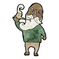 cartoon old man smoking pipe