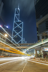 Fototapeta na wymiar Night Traffic in Hong Kong City