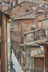 Medieval Street in Siena, Tuscany, Italy