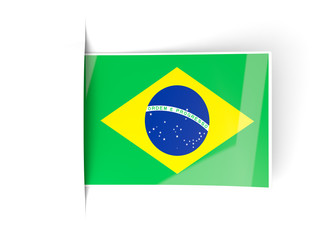 Square label with flag of brazil