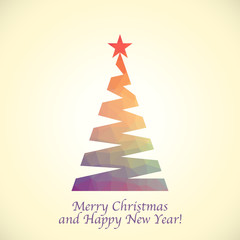 Christmas tree from ribbon, polygonal design