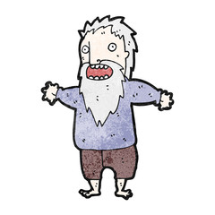 cartoon frightened old man
