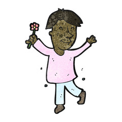 cartoon effeminate man with flower