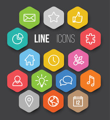 Vector Modern hexagonal thin line icon collection