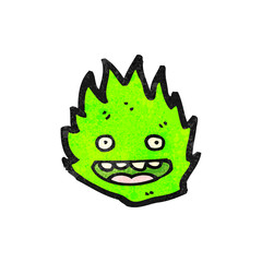 cartoon green flame spirit