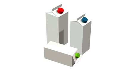 Milk Carton Packages Blank White - isolated on white 