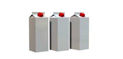 Obraz premium milk packages red blue cap isolated on white background 
