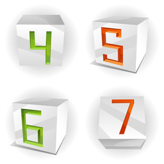 Vector cube alphabet numbers 4,5,6,7