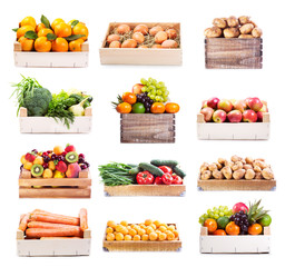 set of various fruits and vegetables