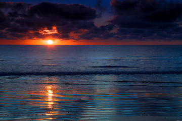 Sunset or sunrise on sea