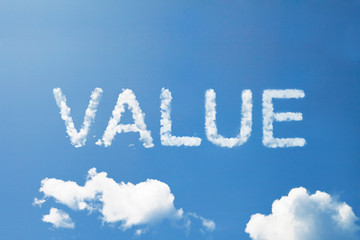 VALUE cloud word on sky