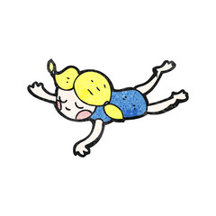 cartoon swimming girl