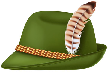 Bavarian Oktoberfest style hat with a feather.