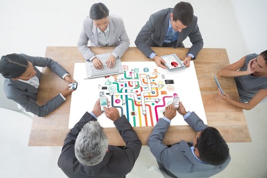 Composite image of business interface