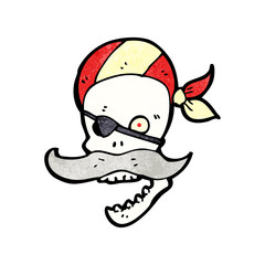 cartoon pirate skull with mustache