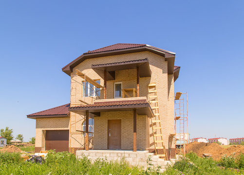 Building site with new homes under construction.