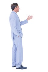  Handsome businessman gesturing with hands