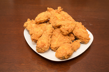 Crisp Fried Chicken on Square White Plate