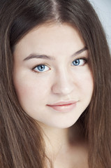 Obraz premium Cute plump girl on white background