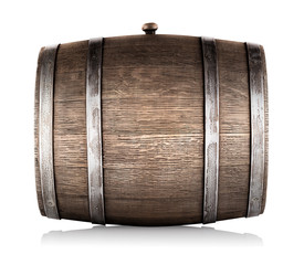 Wooden barrel lying on its side