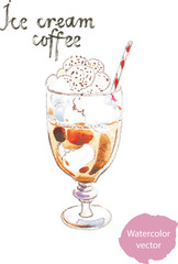 Watercolor coffee ice cream